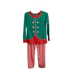 WONDERSHOP PAJAMA SET Women’s LARGE Elf Holiday Shirt & Pant Green Red Christmas